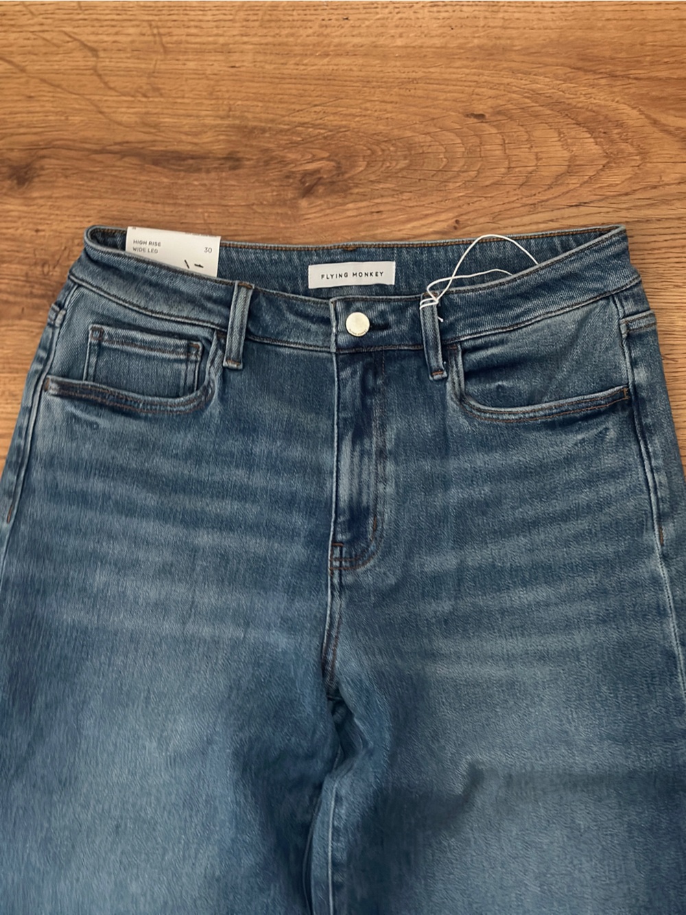 Flying Monkey Wide Leg Flare Jeans - Blue Denim - Picture 4 of 16